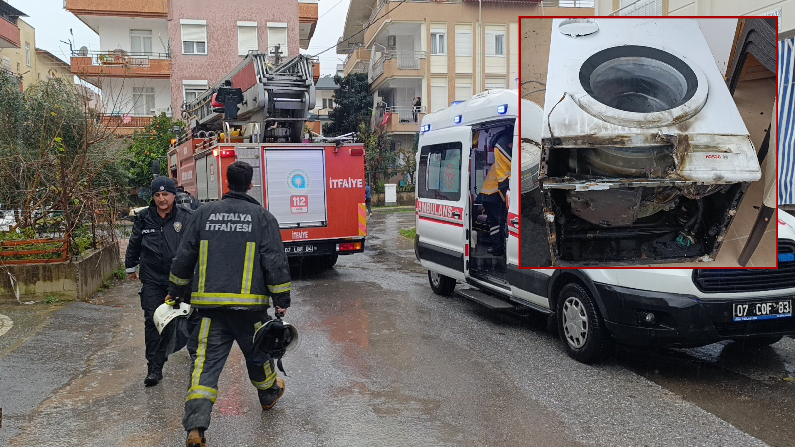 Alev alan çamaşır makinesi itfaiyeyi alarma geçirdi