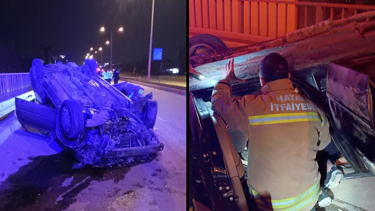 Hatay’da ters dönen aracın sürücüsü yaralandı