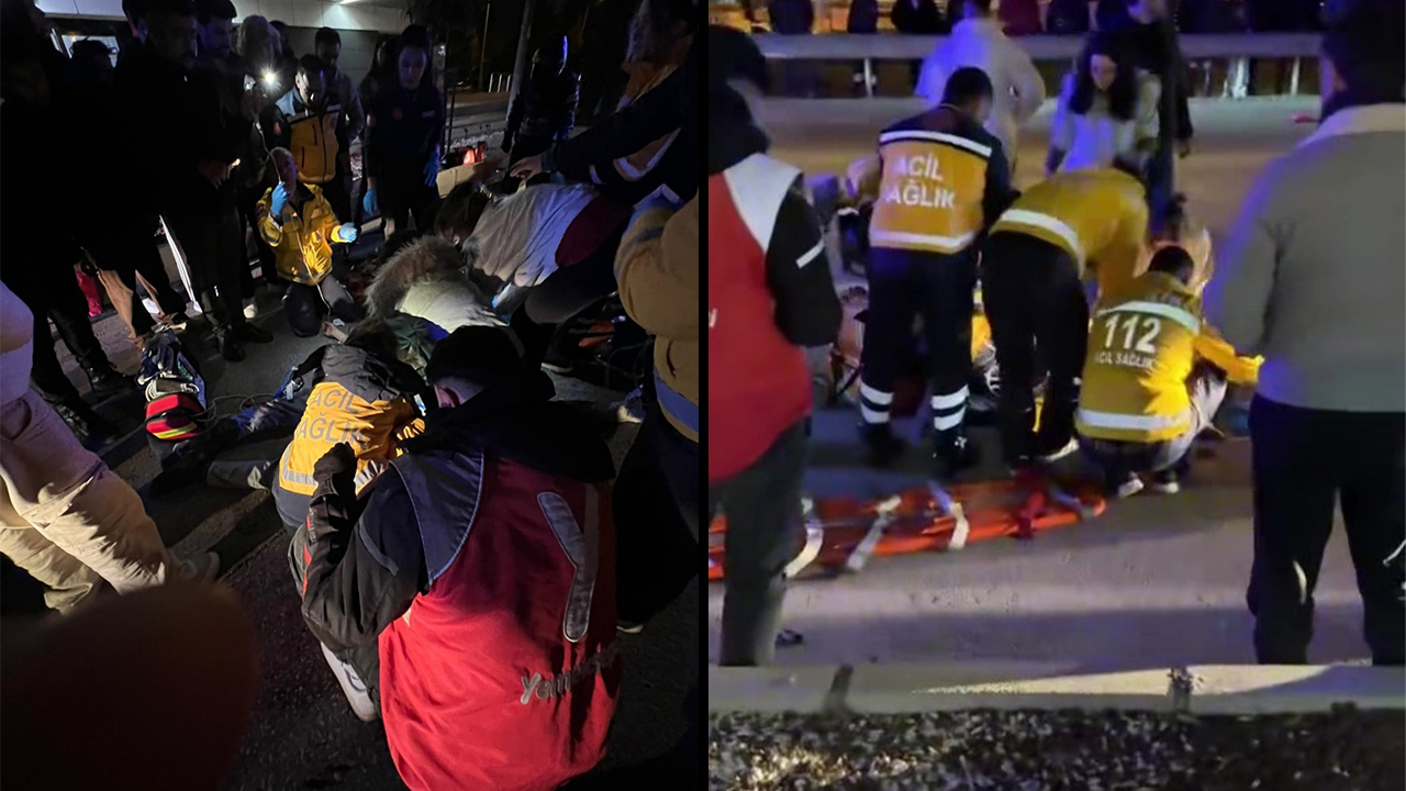 Yolun karşısına geçmek isteyen yayaya önce motosiklet, ardından araç çarptı