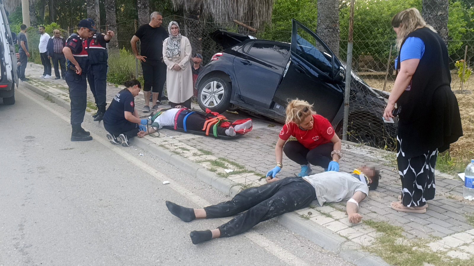 14 Yaşındaki sürücünün kullandığı araç palmiyeye çarptı