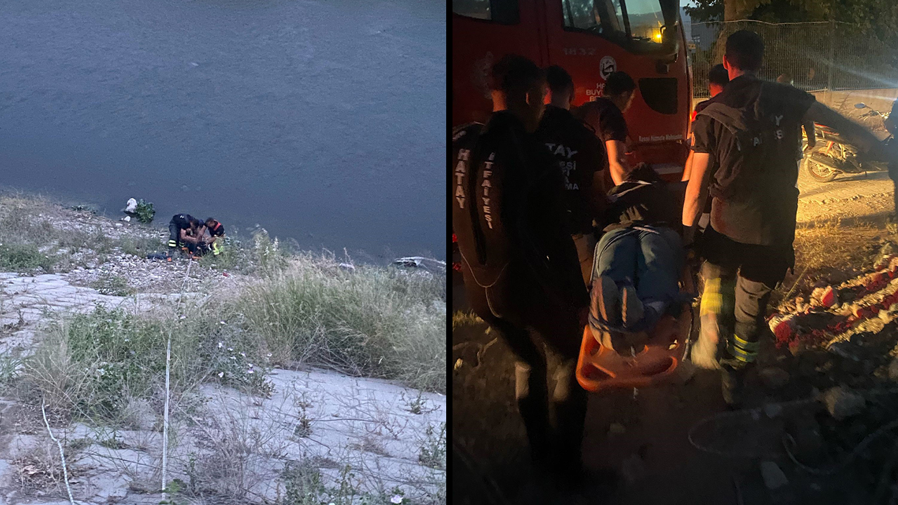 Asi Nehrinde mahsur kalan vatandaşı itfaiye ekipleri kurtardı