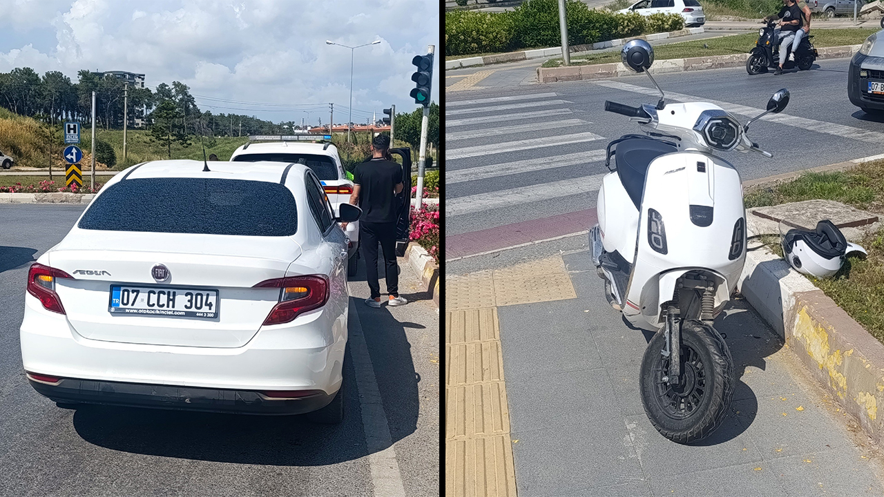 Manavgat’ta geri manevra yapan otomobil, motosiklete çarptı: 1 yaralı