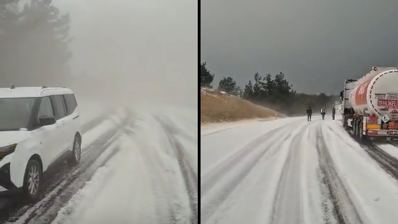 Mersin’de dolu etkili oldu, karayolu trafiğe kapandı